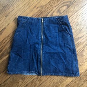 Denim High-Waisted Zip-up Skirt